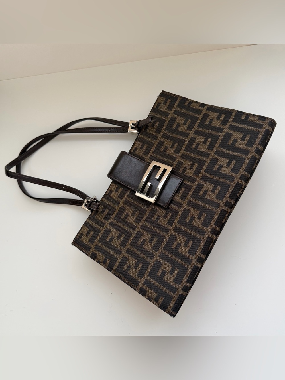 Fendi Brown Canvas Zucca Half Shoulder Bag